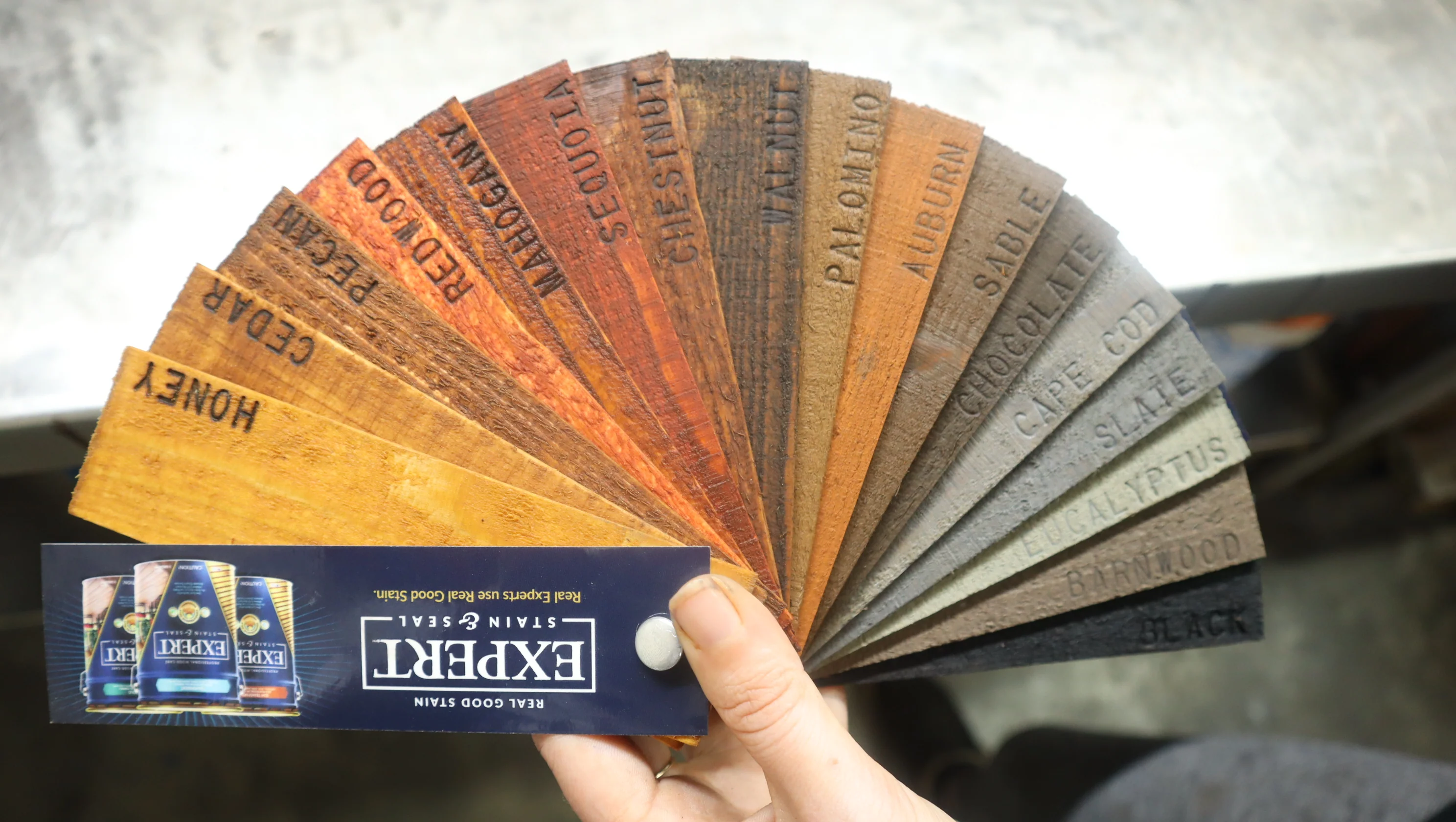 EXPERT Stain & Seal Fandeck - Hand-Stained Western Red Cedar Samples | 18 Colors | Made in USA - Image 3